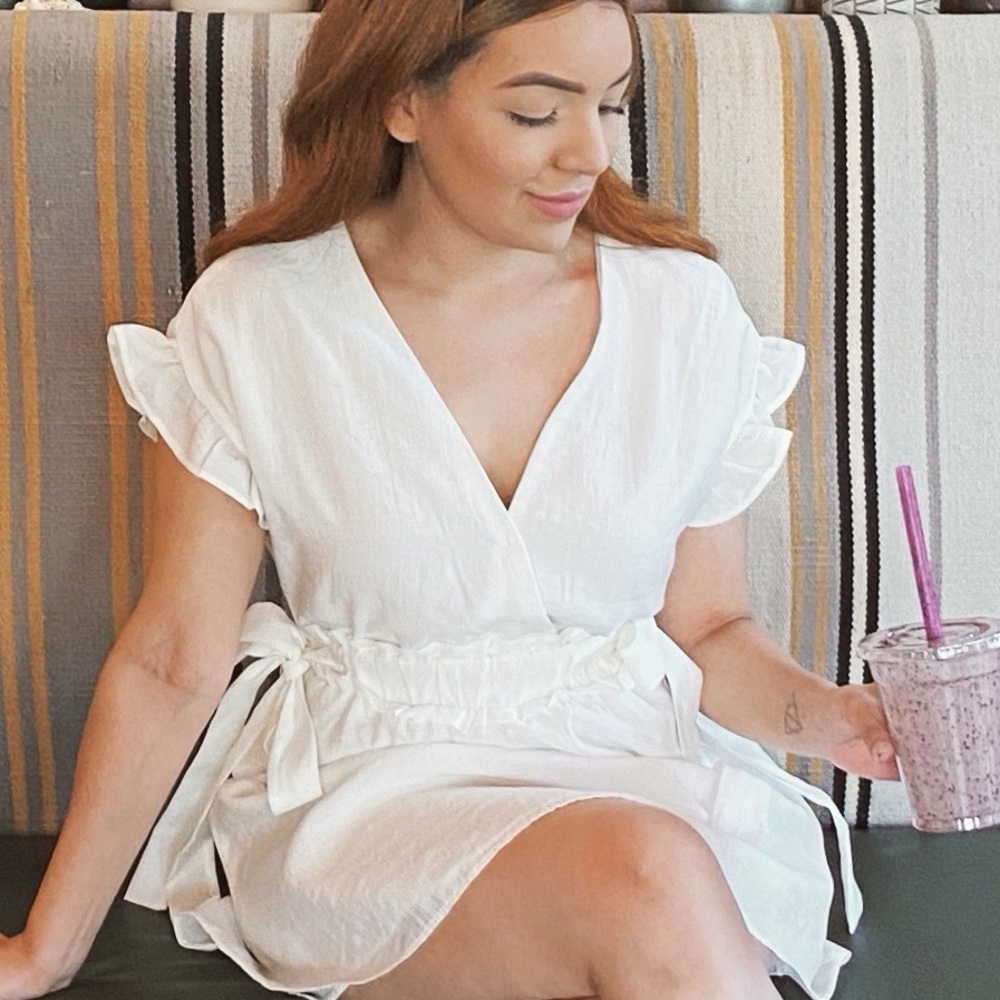 Zara White Ruffled Wrap Sundress